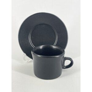 Vtg Bennington Potters Pottery Black Eapresso Cup & Saucer 1676